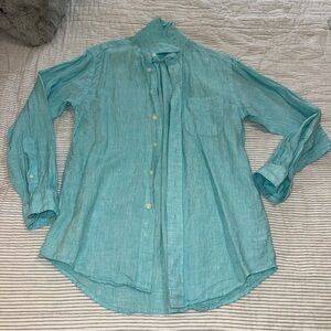 Brooks Brothers Teal Linen Button Down small